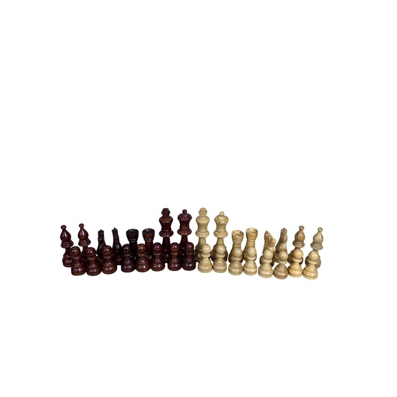 Wooden Carved Chess Set 32 Pieces Tournament Standard Replacement Game 3.5" King - Picture 1 of 9
